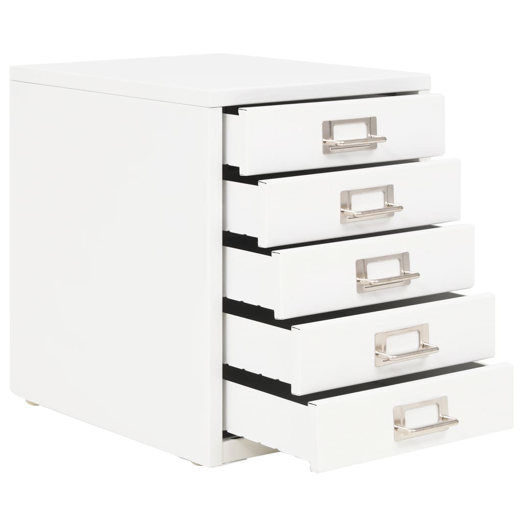 Arkistokaappi 5 vetolaatikolla metalli 28x35x35 cm valkoinen - Sisustajankoti.fi