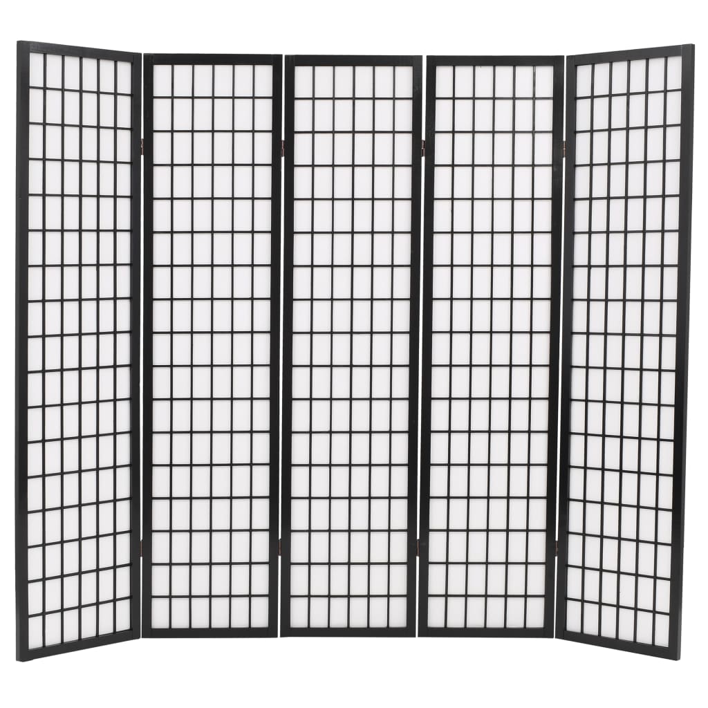 Tilanjakaja 5 paneelia japanilaistyylinen 200x170cm musta - Sisustajankoti.fi