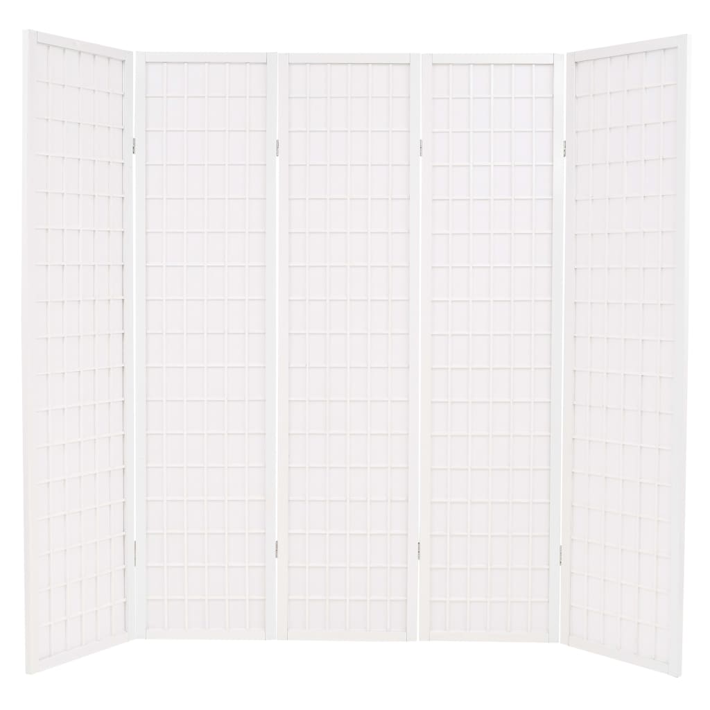Tilanjakaja 5 paneelia japanilaistyylinen 200x170cm valkoinen - Sisustajankoti.fi