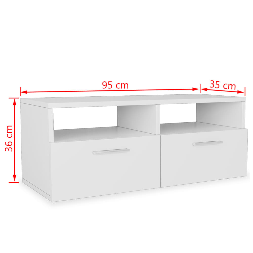 TV-tasot 2 kpl 95x35x36 cm valkoinen - Sisustajankoti.fi