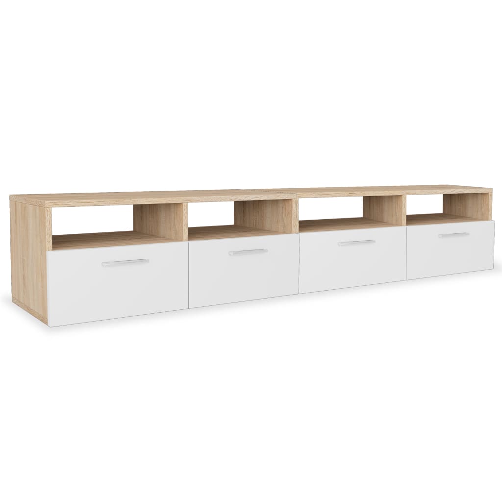 TV-tasot 2 kpl 95x35x36 cm tammi ja valkoinen - Sisustajankoti.fi