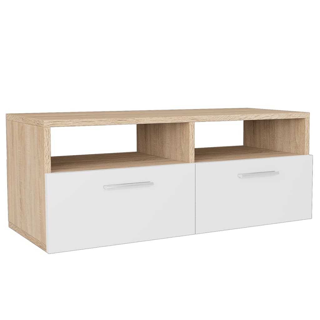 TV-tasot 2 kpl 95x35x36 cm tammi ja valkoinen - Sisustajankoti.fi