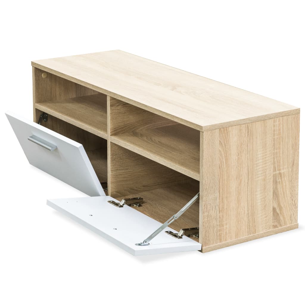 TV-tasot 2 kpl 95x35x36 cm tammi ja valkoinen - Sisustajankoti.fi
