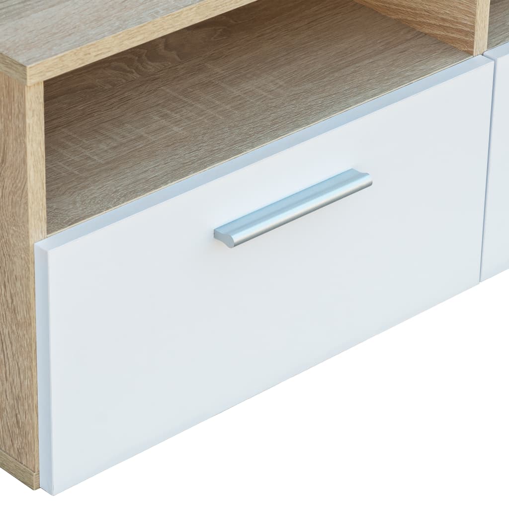 TV-tasot 2 kpl 95x35x36 cm tammi ja valkoinen - Sisustajankoti.fi
