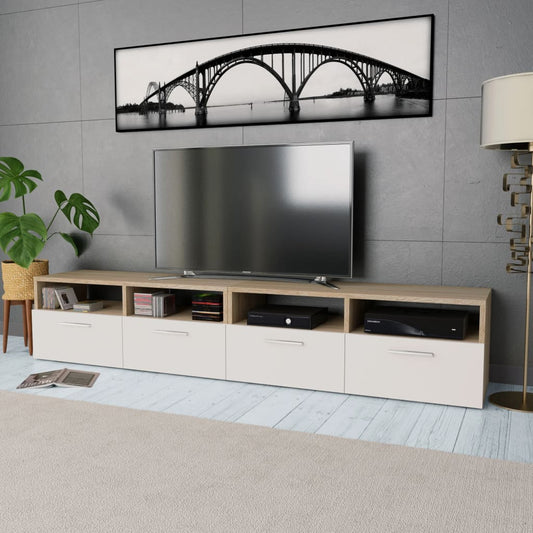 TV-tasot 2 kpl 95x35x36 cm tammi ja valkoinen - Sisustajankoti.fi