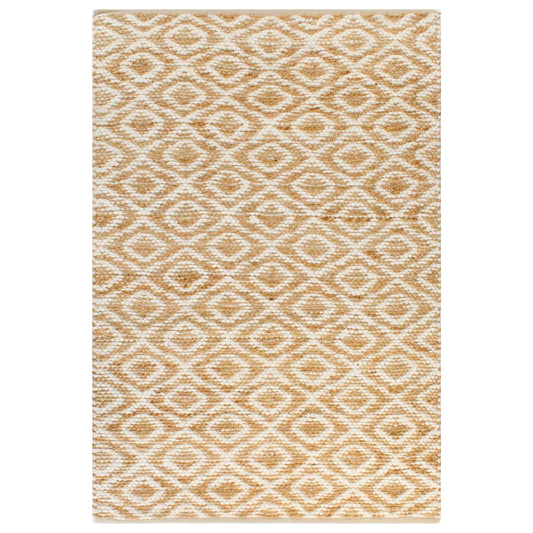 Käsinkudottu juuttimatto 120x180 cm beige ja valkoinen - Sisustajankoti.fi