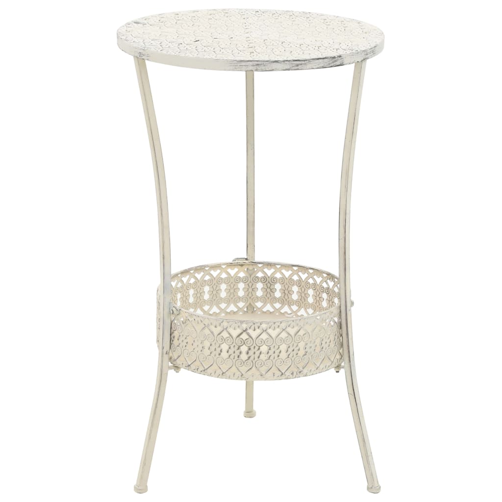 Bistropöytä vintagetyyli metalli pyöreä 40x70 cm valkoinen - Sisustajankoti.fi