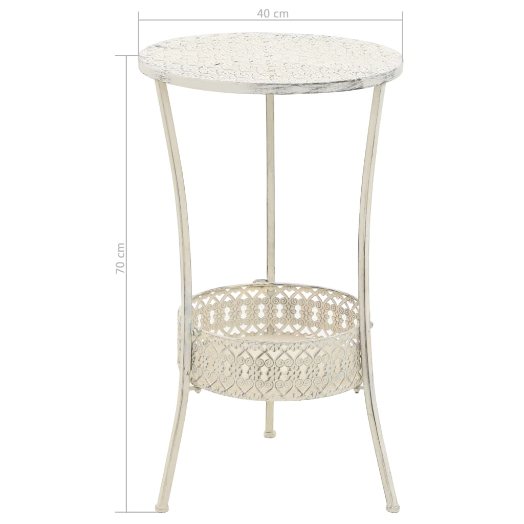 Bistropöytä vintagetyyli metalli pyöreä 40x70 cm valkoinen - Sisustajankoti.fi
