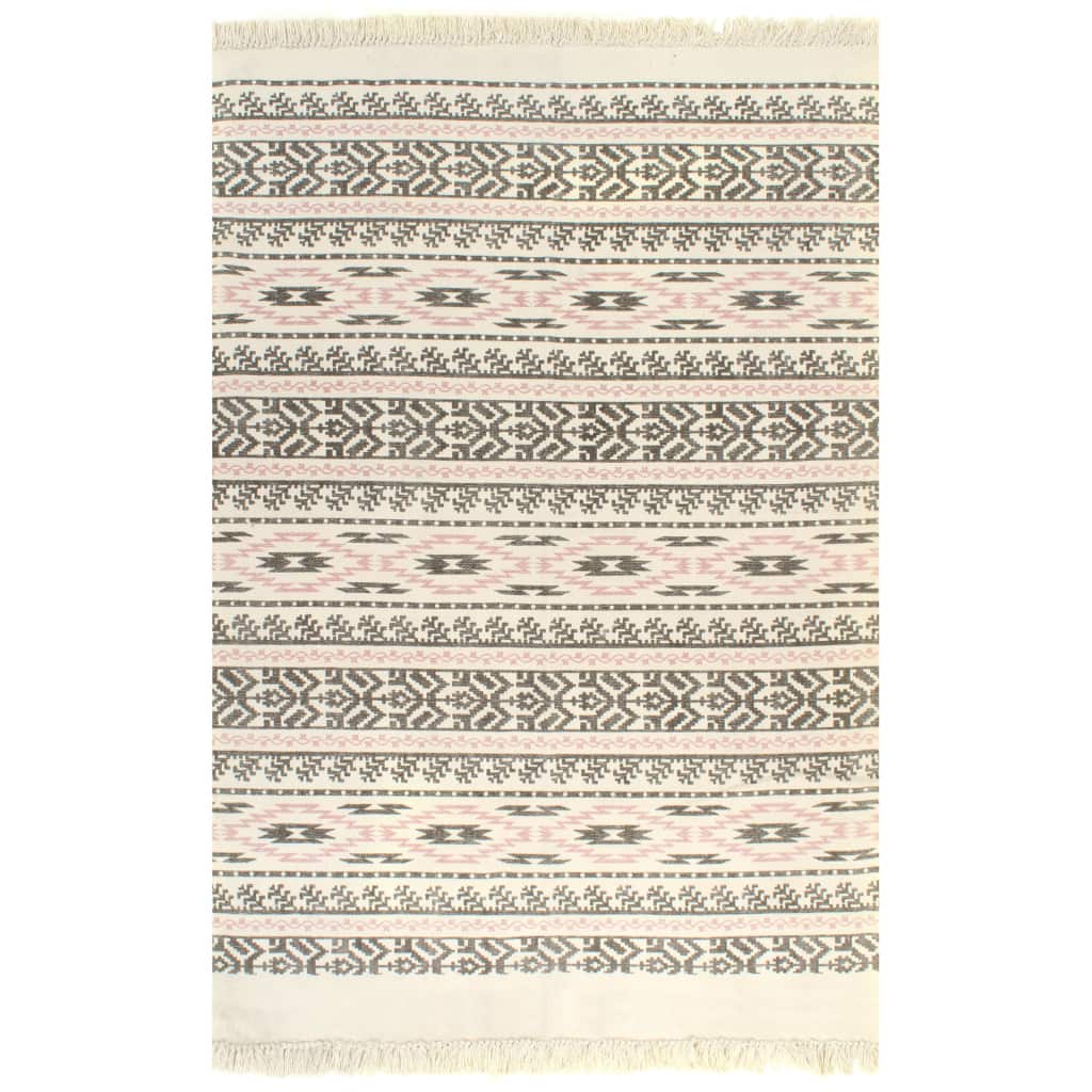Kelim matto puuvilla 120x180 cm kuviolla harmaa/pinkki - Sisustajankoti.fi