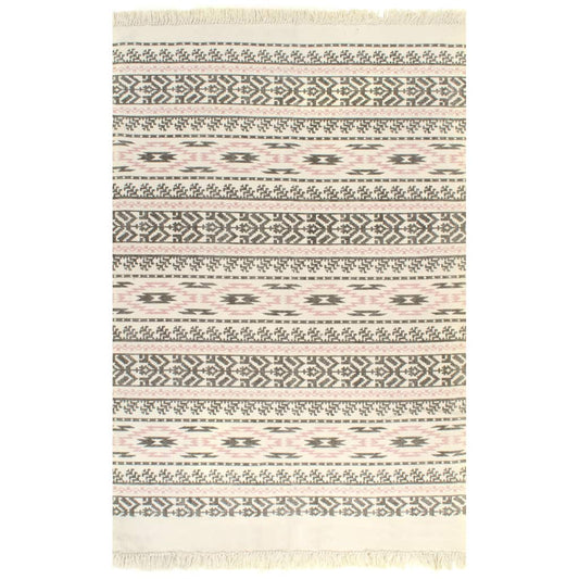 Kelim matto puuvilla 160x230 cm harmaalla/pinkillä kuviolla - Sisustajankoti.fi