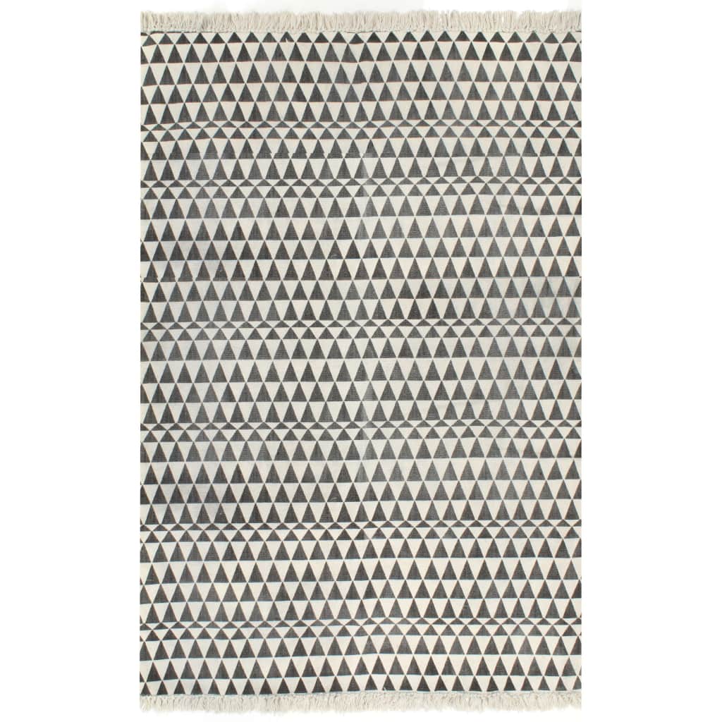 Kelim matto puuvilla 160x230 cm kuviolla mustavalkoinen - Sisustajankoti.fi