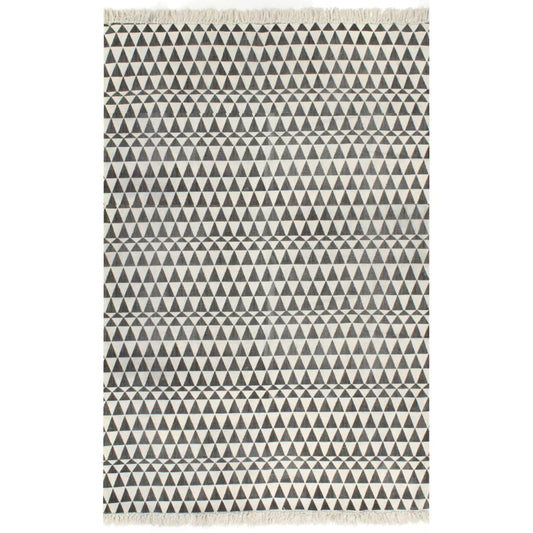 Kelim matto puuvilla 160x230 cm kuviolla mustavalkoinen - Sisustajankoti.fi