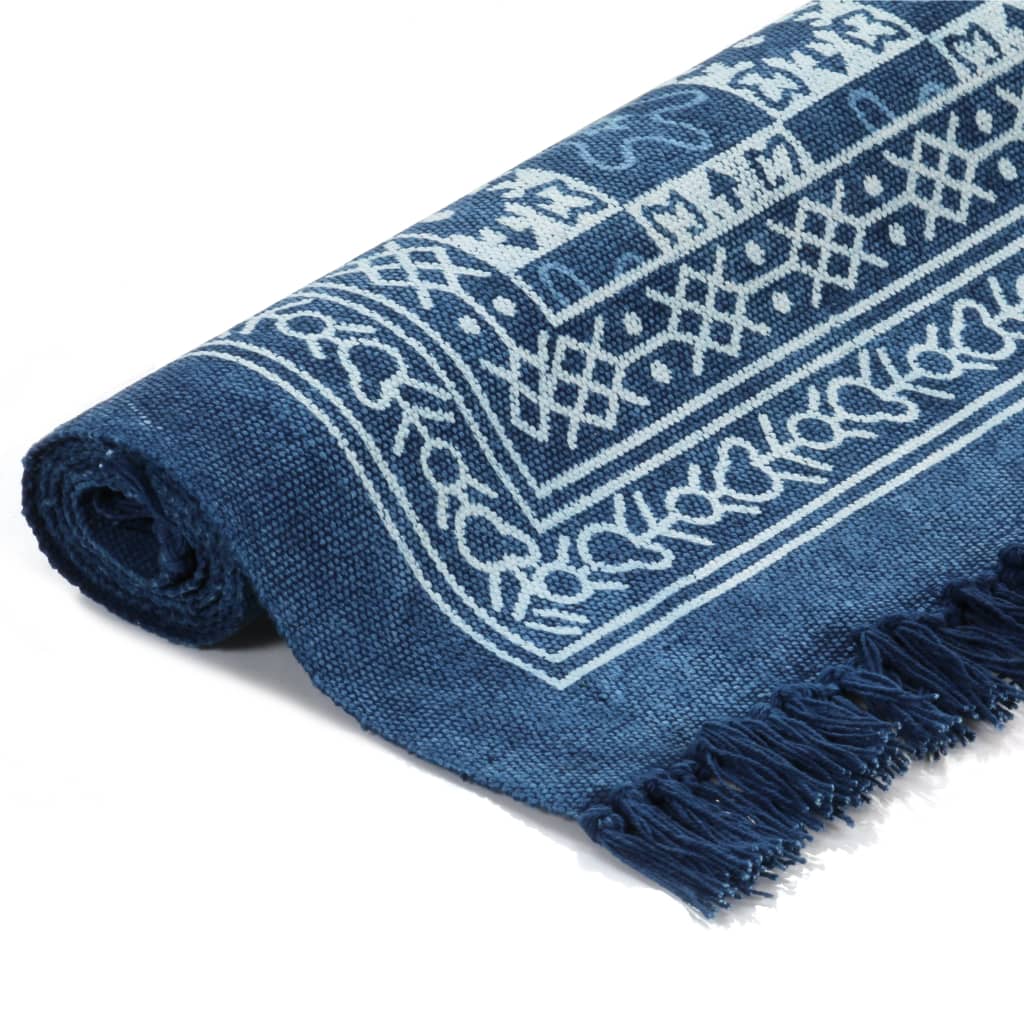 Kelim matto puuvilla 120x180 cm kuviolla sininen - Sisustajankoti.fi