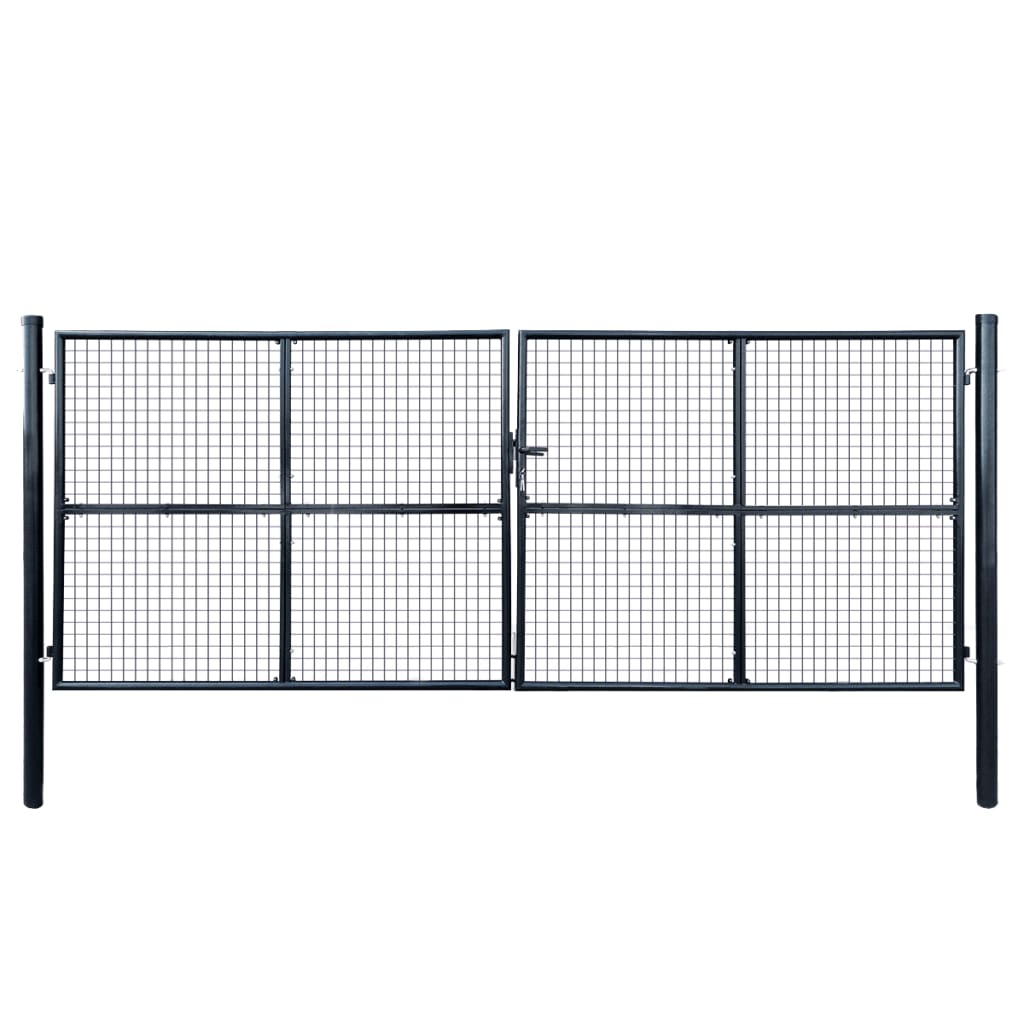 Puutarhaportti galvanoitu teräsverkko 400x150 cm harmaa - Sisustajankoti.fi