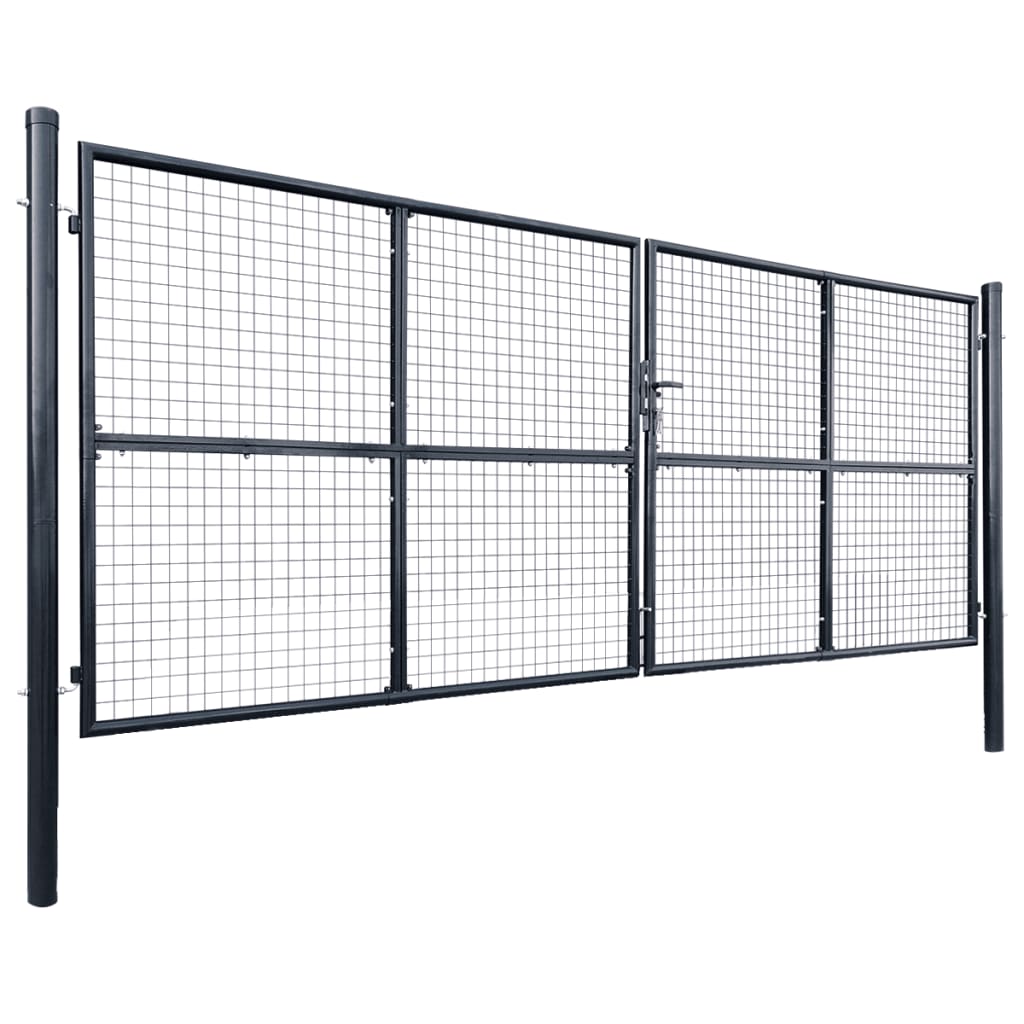 Puutarhaportti galvanoitu teräsverkko 400x150 cm harmaa - Sisustajankoti.fi