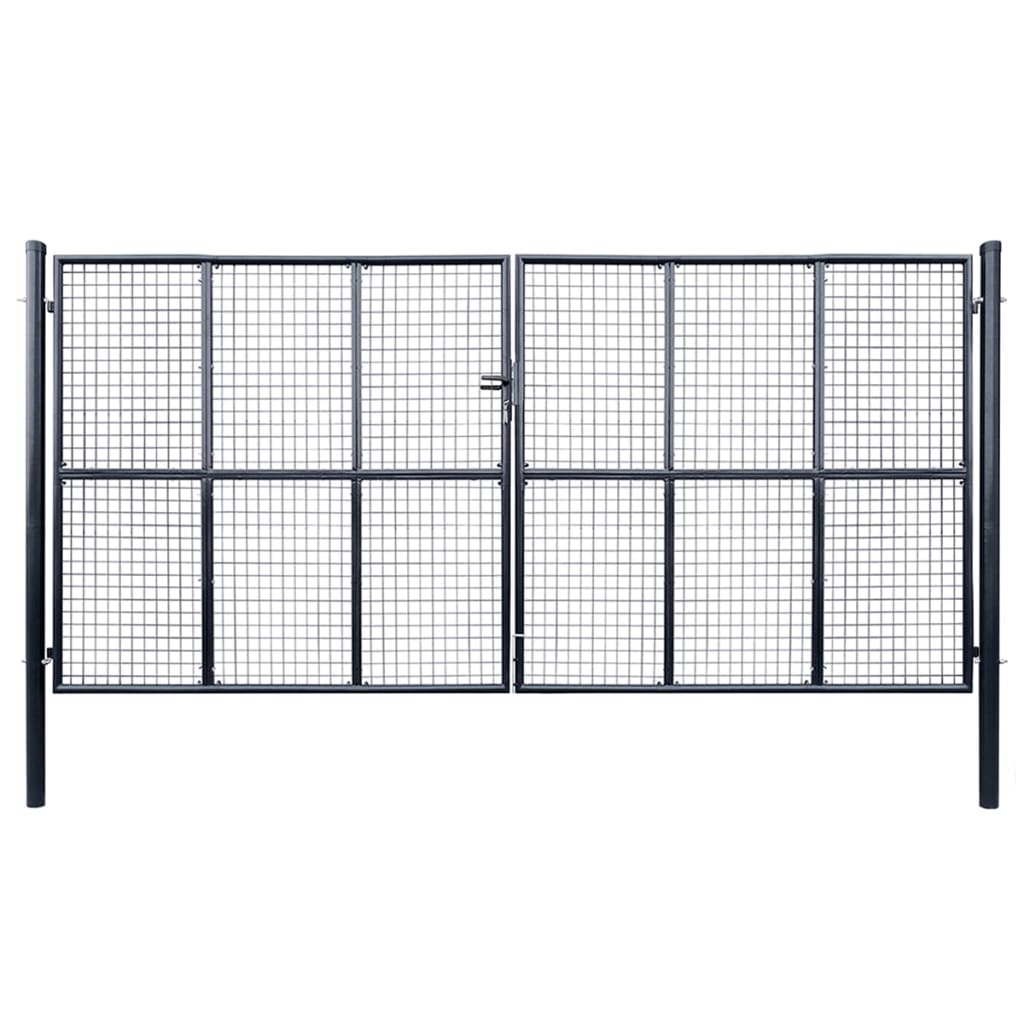 Puutarhaportti galvanoitu teräsverkko 400x175 cm harmaa - Sisustajankoti.fi
