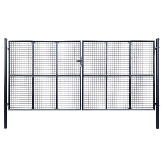 Puutarhaportti galvanoitu teräsverkko 400x175 cm harmaa - Sisustajankoti.fi