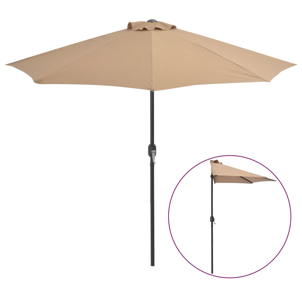 Aurinkovarjo ulkotiloihin alumiinitanko 270x135 cm taupe - Sisustajankoti.fi