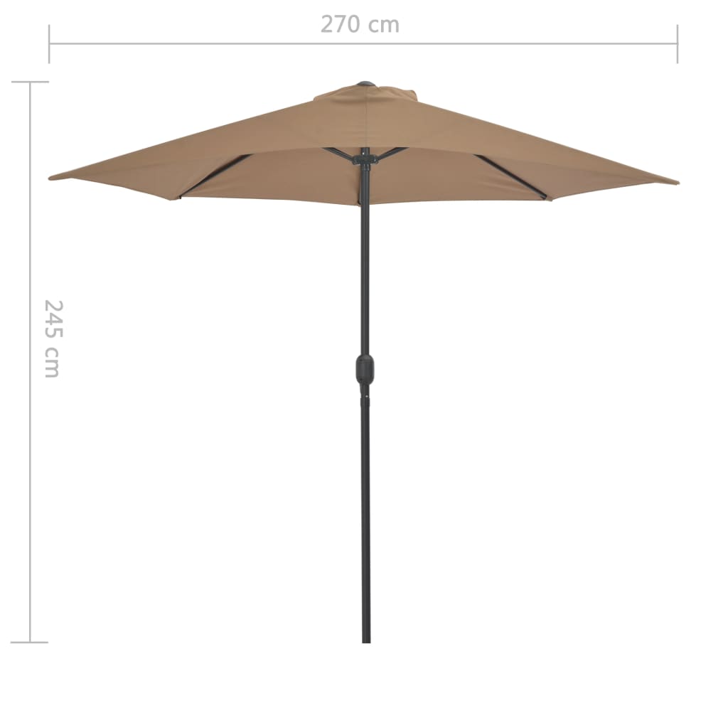 Aurinkovarjo ulkotiloihin alumiinitanko 270x135 cm taupe - Sisustajankoti.fi