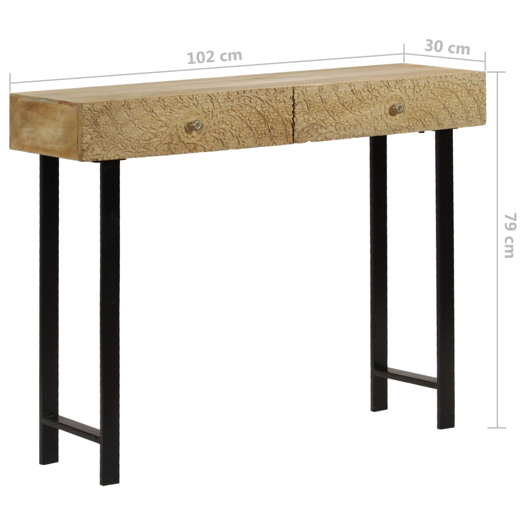 Konsolipöytä täysi mangopuu 102x30x79 cm - Sisustajankoti.fi