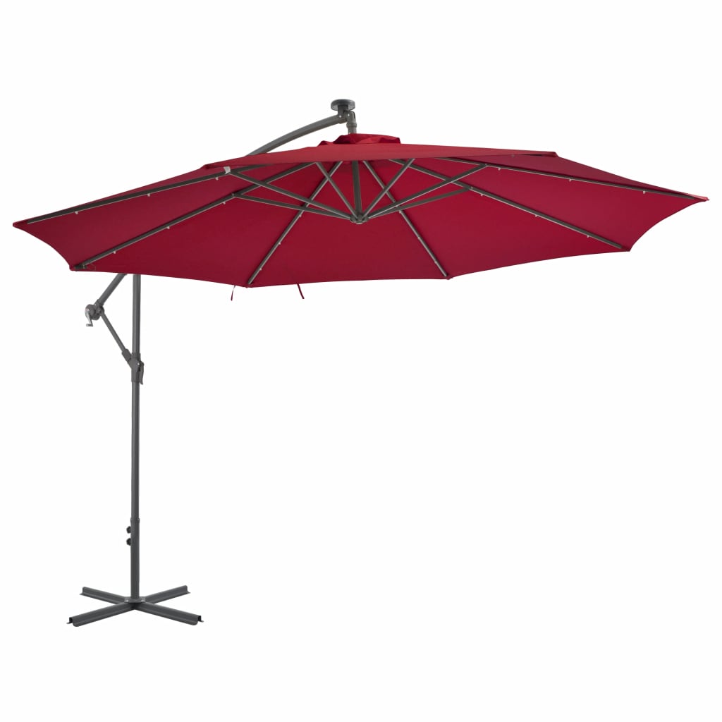 Riippuva aurinkovarjo alumiinipylväällä 350 cm viininpunainen - Sisustajankoti.fi