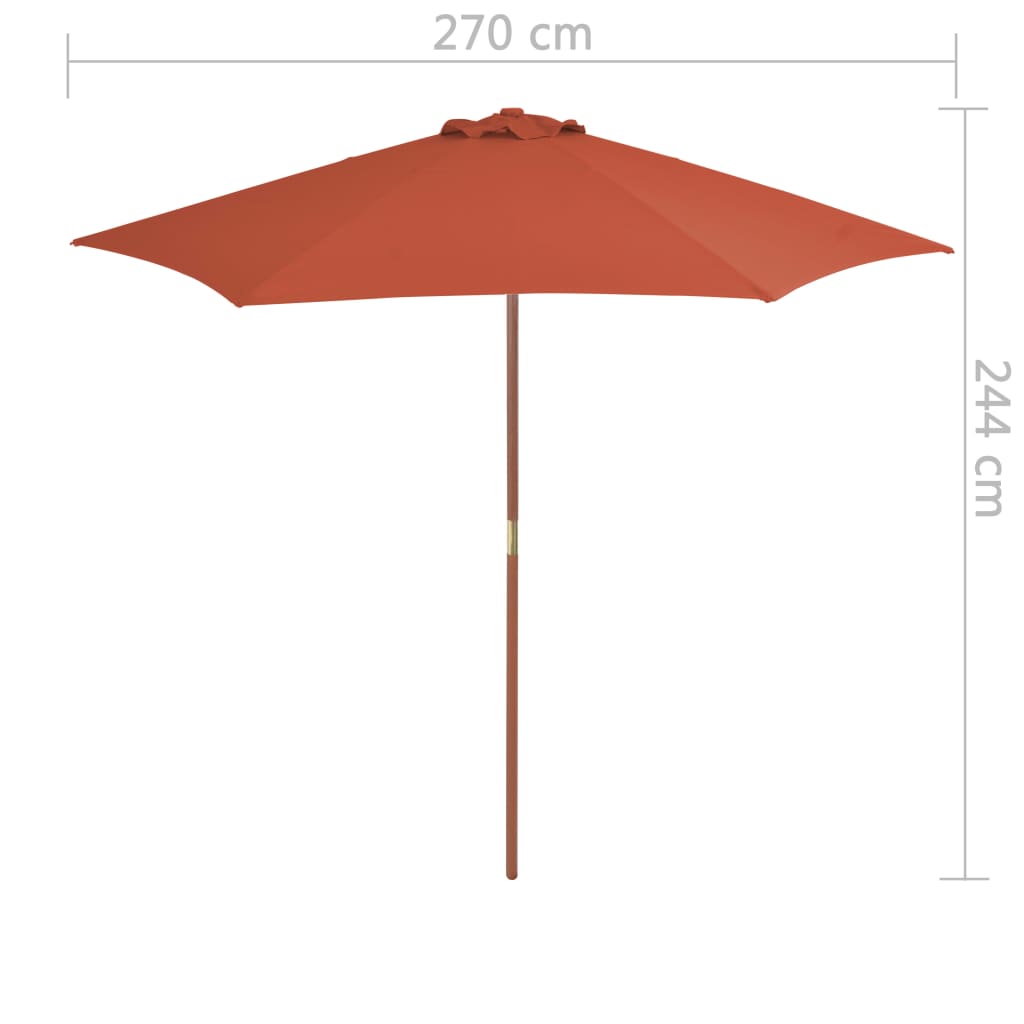 Aurinkovarjo puurunko 270 cm terrakotta - Sisustajankoti.fi