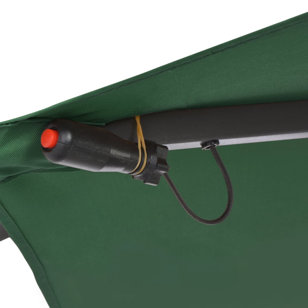 Aurinkovarjo LED-valoilla ja metallipylväällä 350 cm vihreä - Sisustajankoti.fi