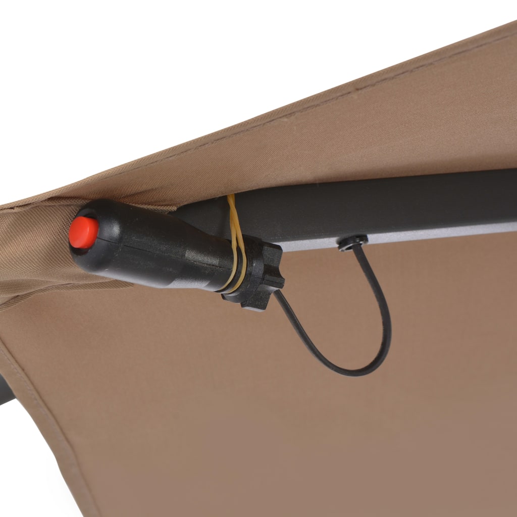 Aurinkovarjo LED-valot ja metallipylväs 350 cm ruskeanharmaa - Sisustajankoti.fi
