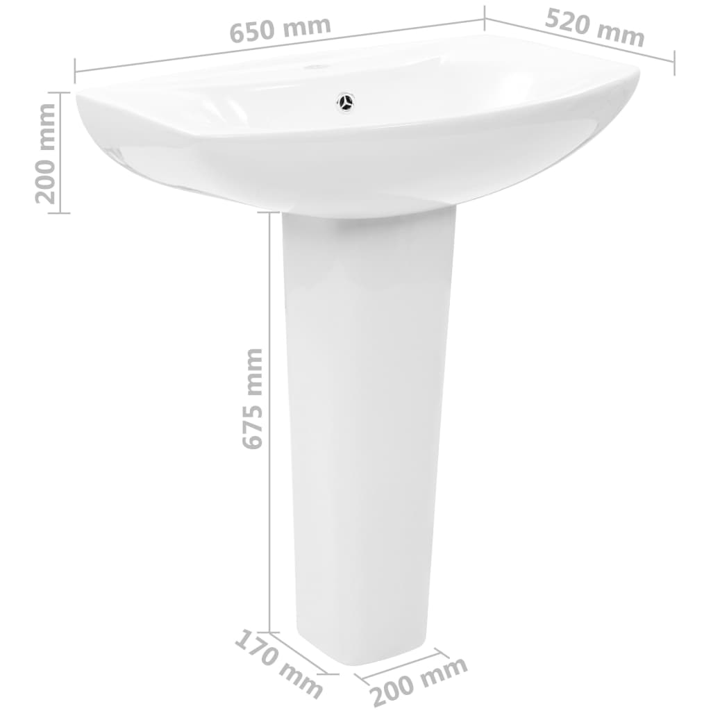 Vapaasti seisova pesuallas jalustalla keraaminen 650x520x200 mm - Sisustajankoti.fi