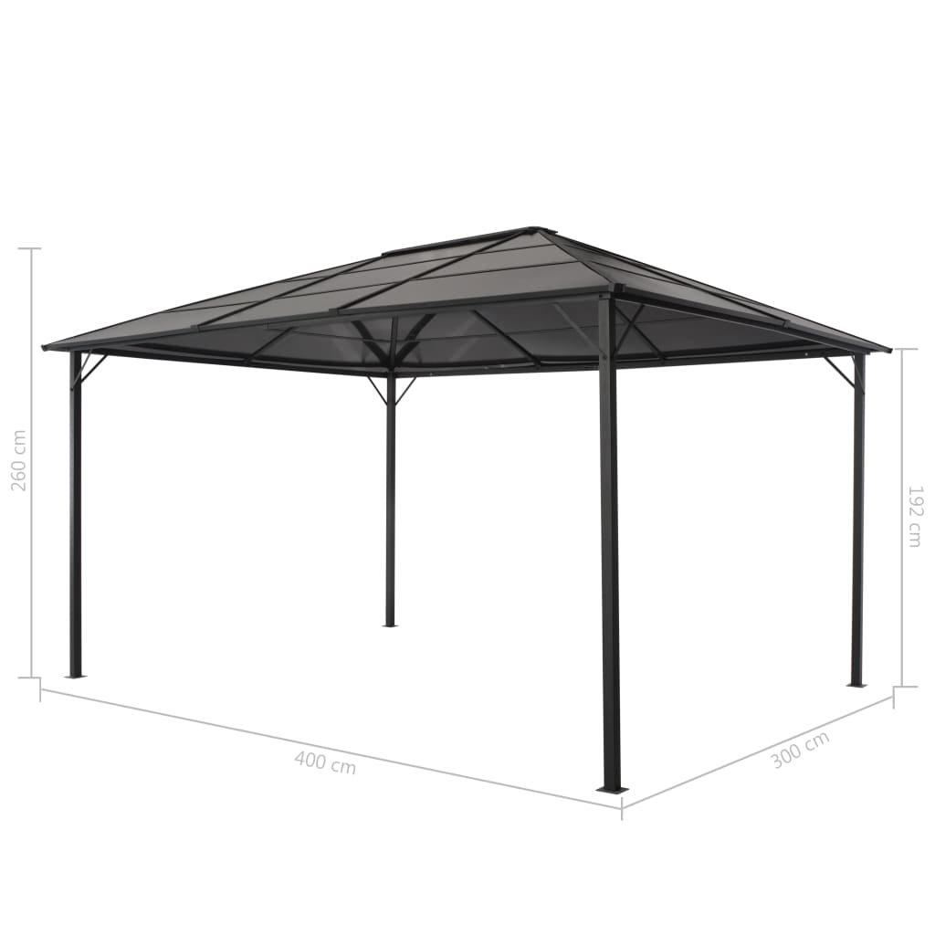 Huvimaja katolla alumiini 4x3x2,6 m musta - Sisustajankoti.fi