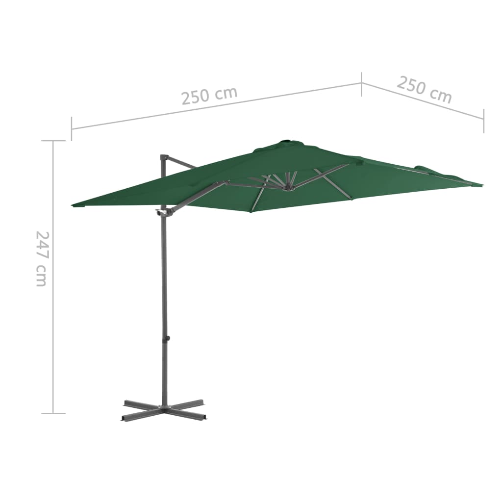 Riippuva aurinkovarjo teräspylväällä 250x250 cm vihreä - Sisustajankoti.fi