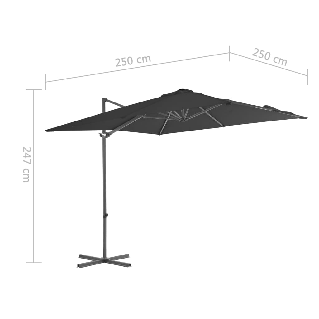 Riippuva aurinkovarjo teräspylväällä 250x250 cm antrasiitti - Sisustajankoti.fi