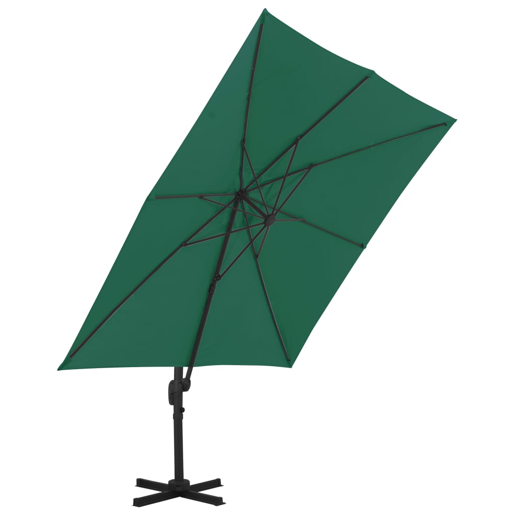 Riippuva aurinkovarjo alumiinipylväällä 300x300 cm vihreä - Sisustajankoti.fi