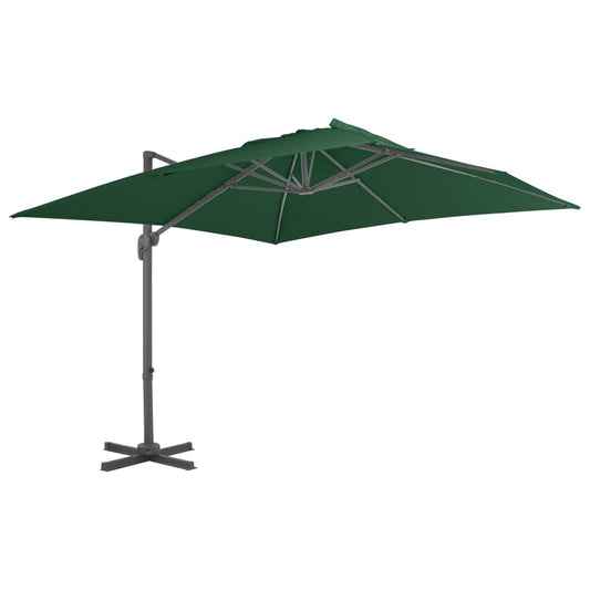 Riippuva aurinkovarjo alumiinipylväällä 400x300 cm vihreä - Sisustajankoti.fi