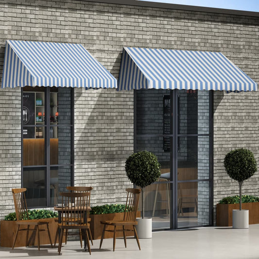 Bistromarkiisi 300x120 cm sininen ja valkoinen - Sisustajankoti.fi