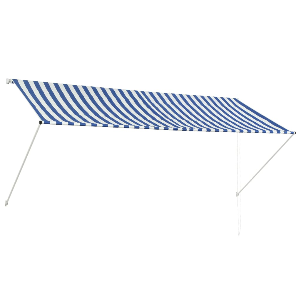 Sisäänkelattava markiisi 300x150 cm sininen ja valkoinen - Sisustajankoti.fi