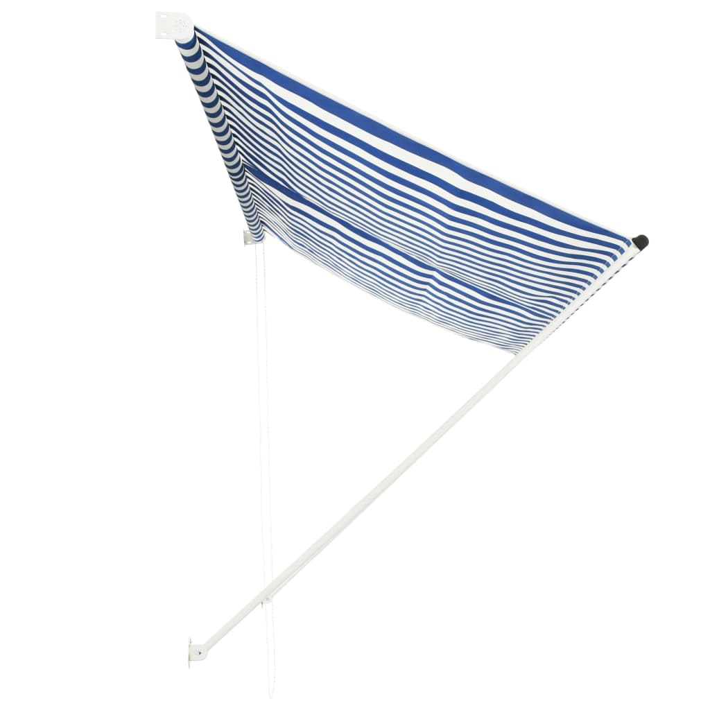 Sisäänkelattava markiisi 300x150 cm sininen ja valkoinen - Sisustajankoti.fi