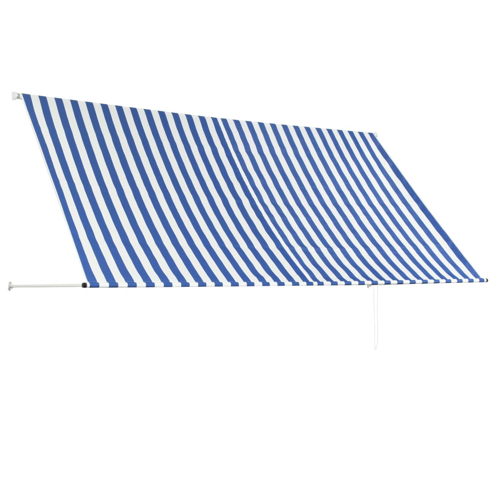 Sisäänkelattava markiisi 300x150 cm sininen ja valkoinen - Sisustajankoti.fi