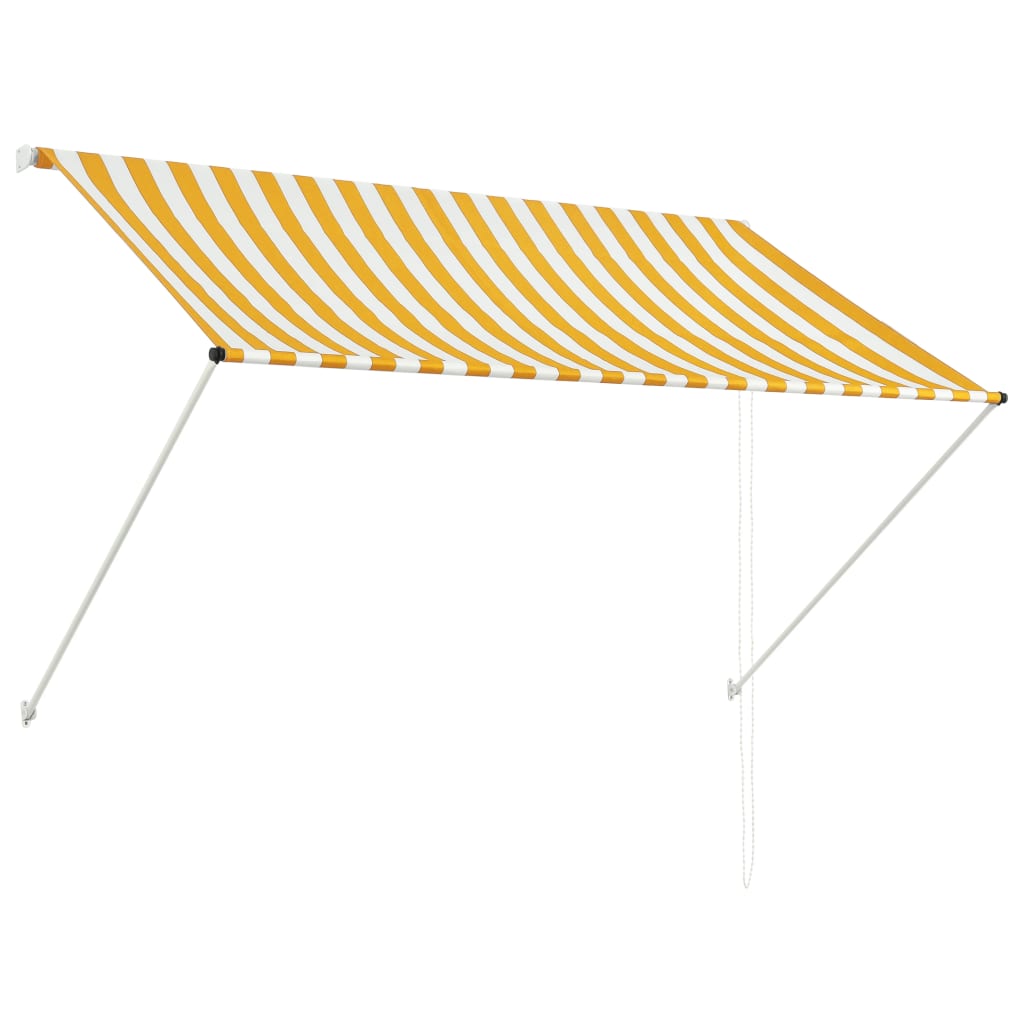 Sisäänkelattava markiisi 200x150 cm keltainen ja valkoinen - Sisustajankoti.fi
