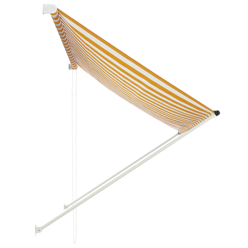 Sisäänkelattava markiisi 200x150 cm keltainen ja valkoinen - Sisustajankoti.fi