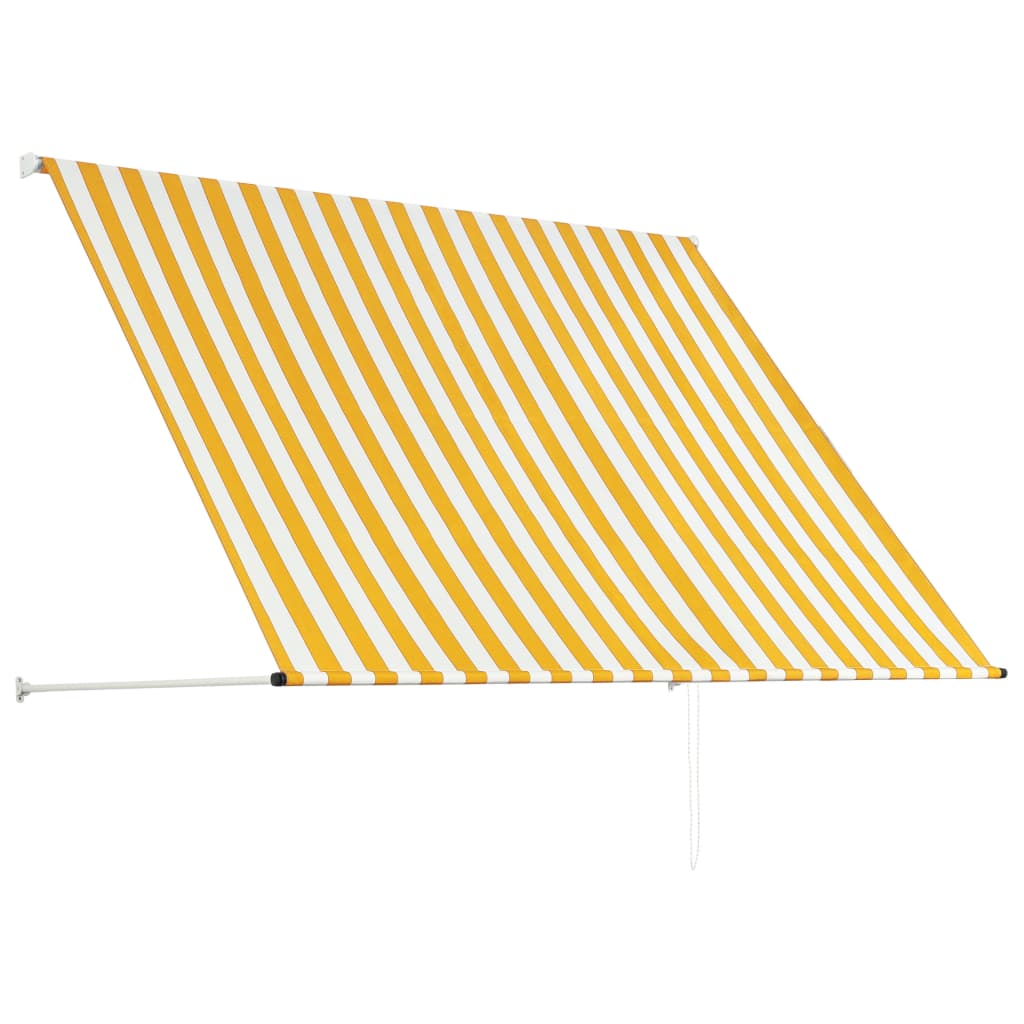 Sisäänkelattava markiisi 200x150 cm keltainen ja valkoinen - Sisustajankoti.fi
