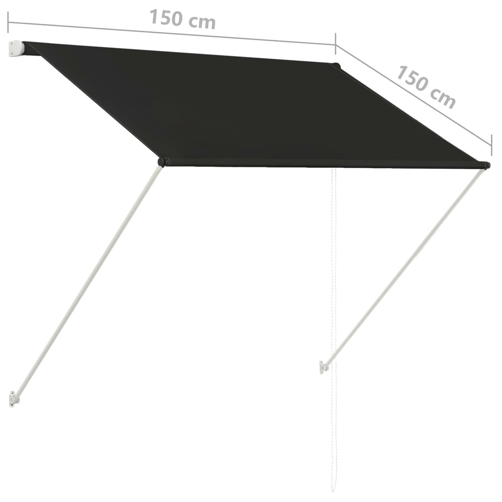 Sisäänkelattava markiisi 150x150 cm antrasiitti - Sisustajankoti.fi