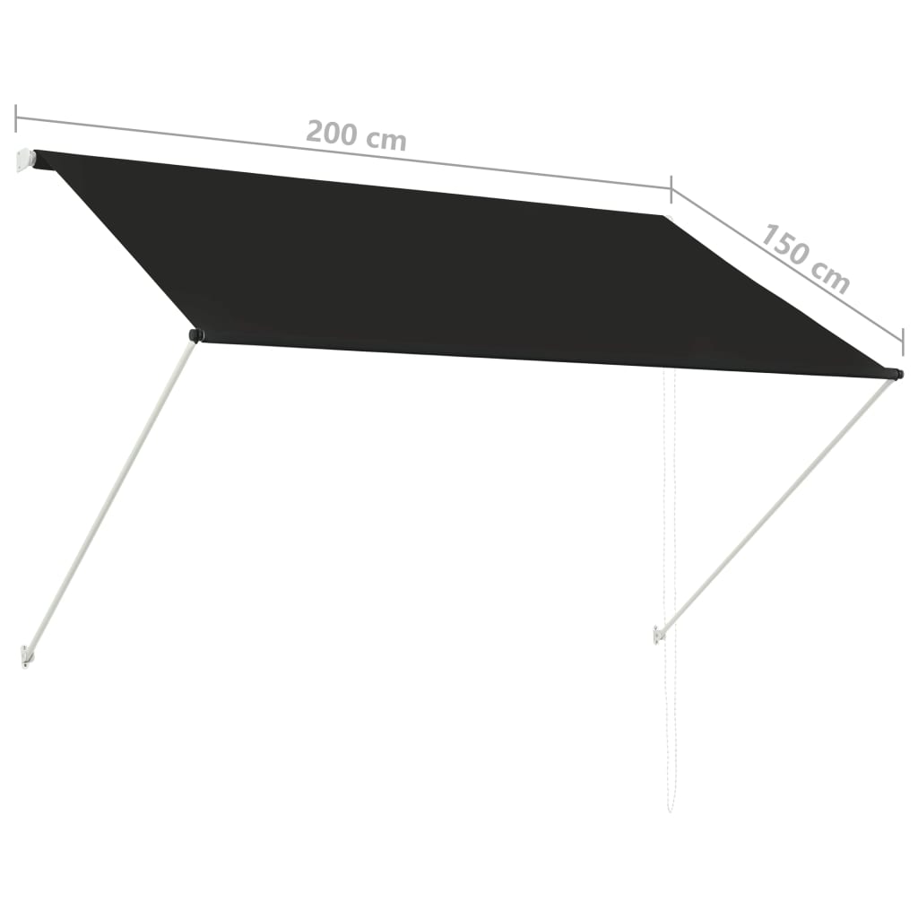 Sisäänkelattava markiisi 200x150 cm antrasiitti - Sisustajankoti.fi