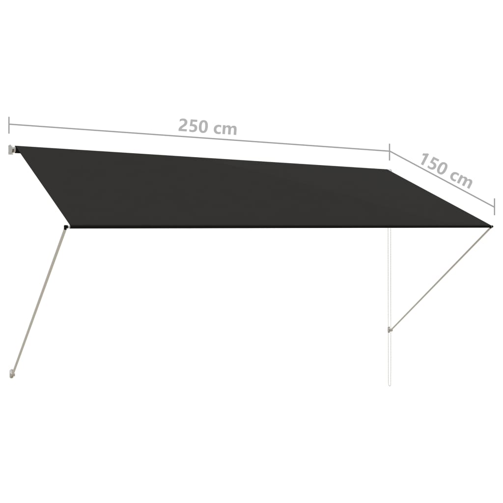 Sisäänkelattava markiisi 250x150 cm antrasiitti - Sisustajankoti.fi