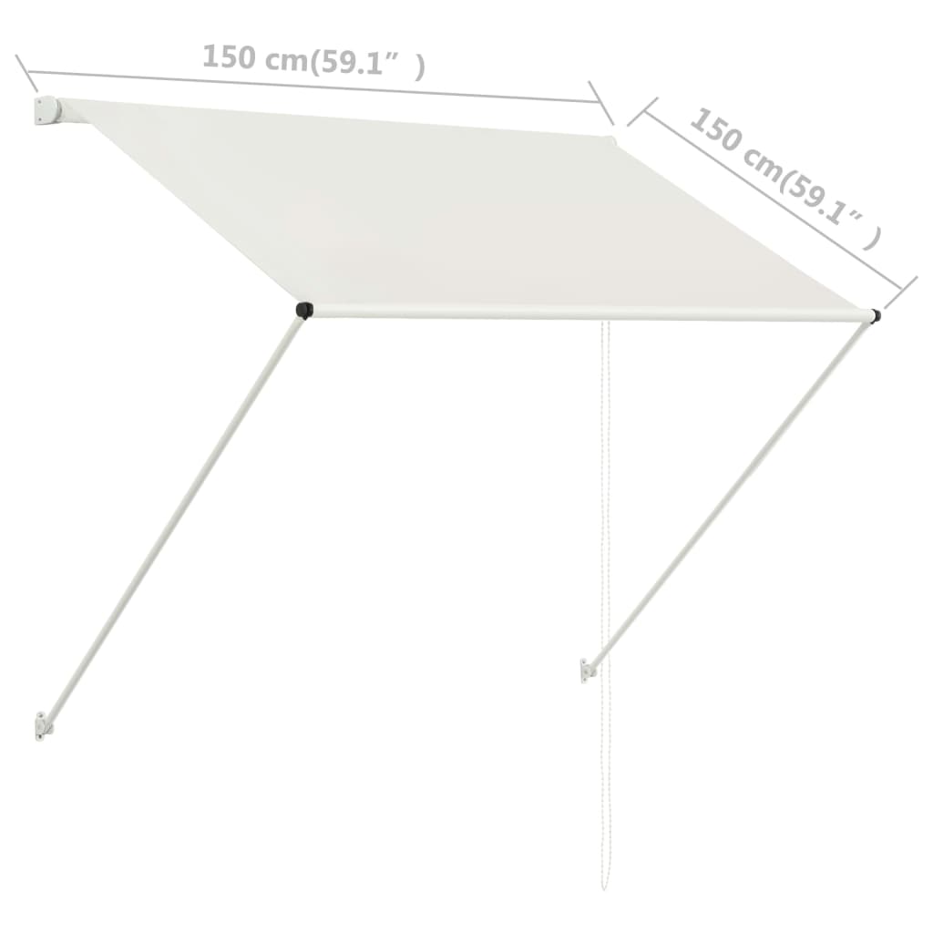 Sisäänkelattava markiisi 150x150 cm kerma - Sisustajankoti.fi