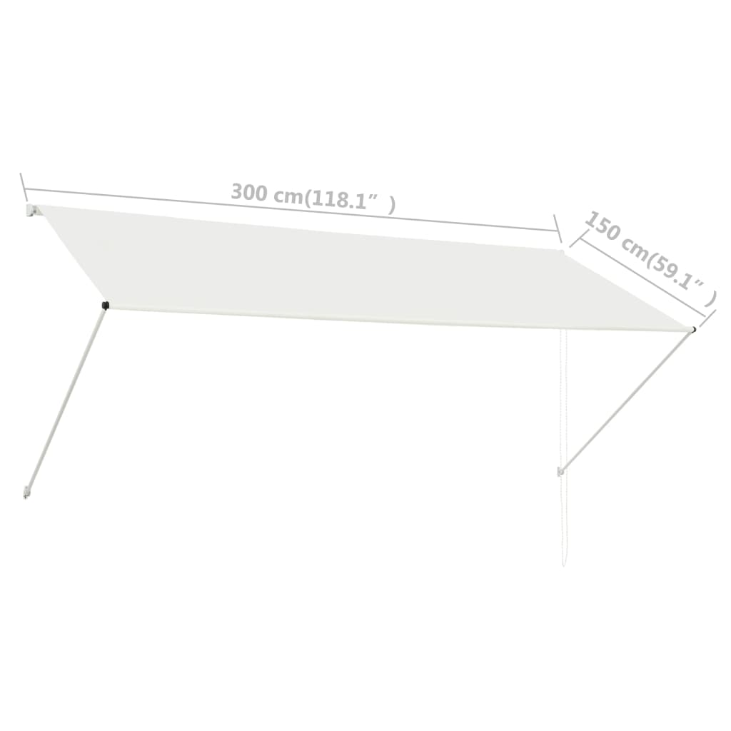Sisäänkelattava markiisi 300x150 cm kerma - Sisustajankoti.fi