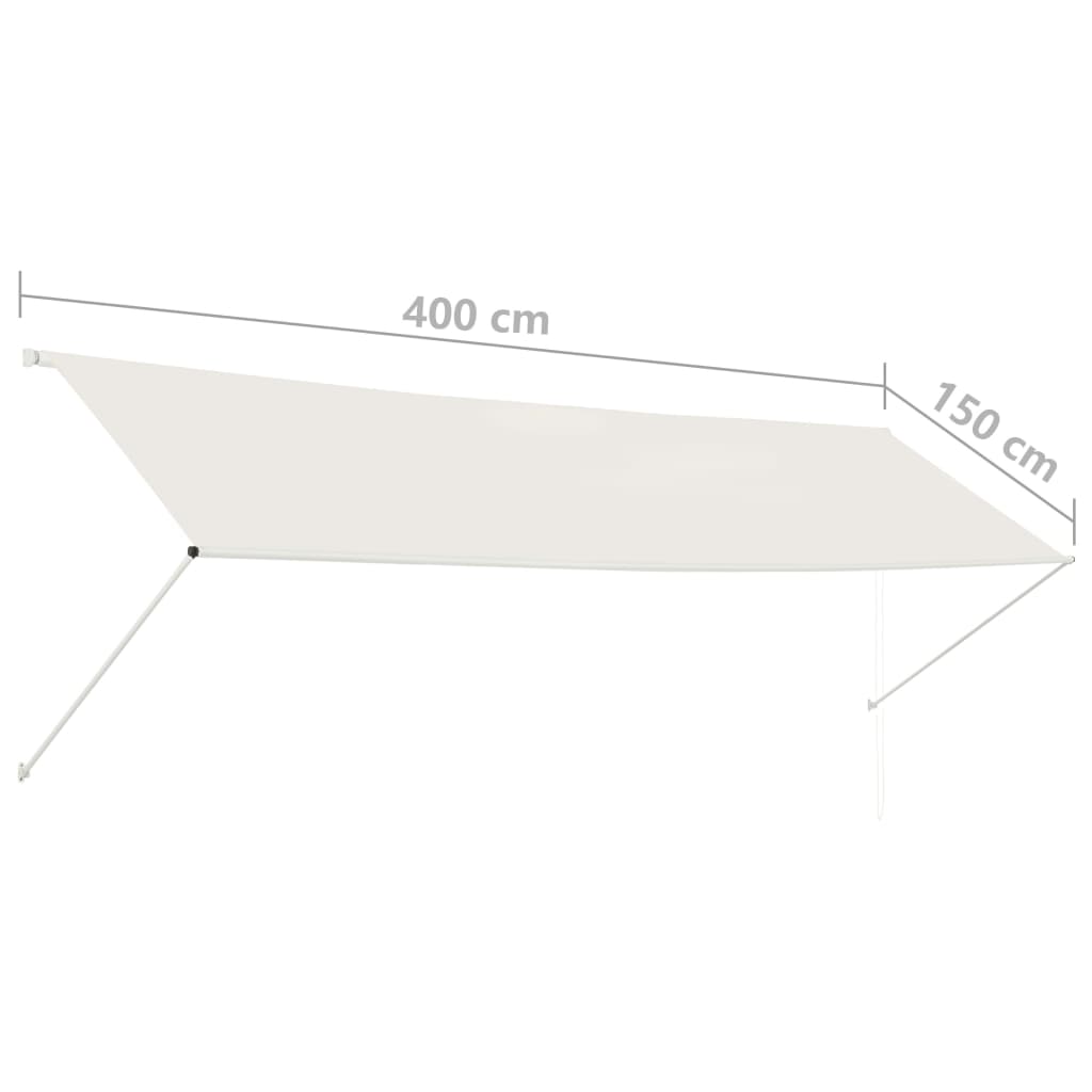 Sisäänkelattava markiisi 400x150 cm kerma - Sisustajankoti.fi