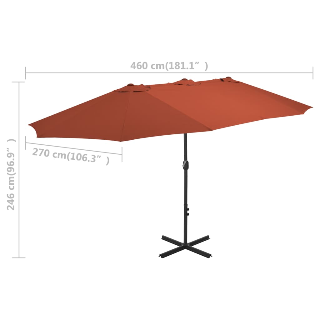 Aurinkovarjo alumiinitanko 460x270 cm terrakotta - Sisustajankoti.fi