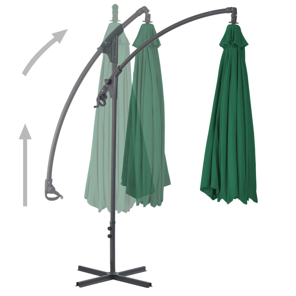 Riippuva aurinkovarjo teräspylväällä 250x250 cm vihreä - Sisustajankoti.fi