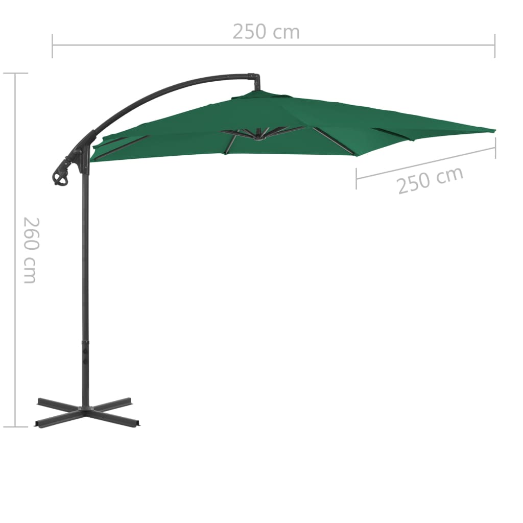 Riippuva aurinkovarjo teräspylväällä 250x250 cm vihreä - Sisustajankoti.fi